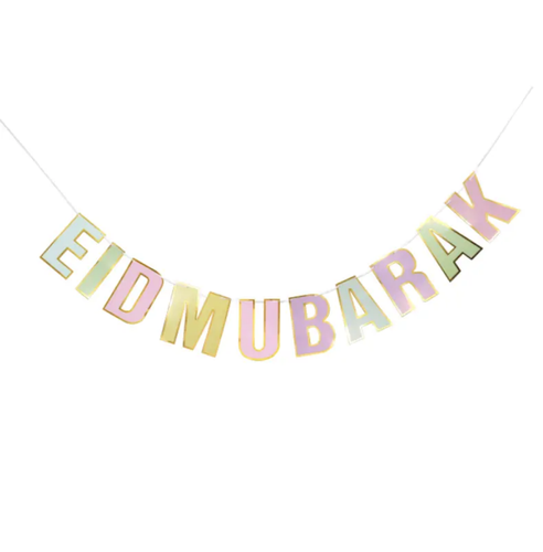 Eid Mubarak Pastel Gold-Foiled Banner