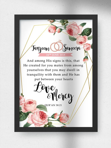 Couple’s Pink Peonies Print - Personalized - HIBA Gifting