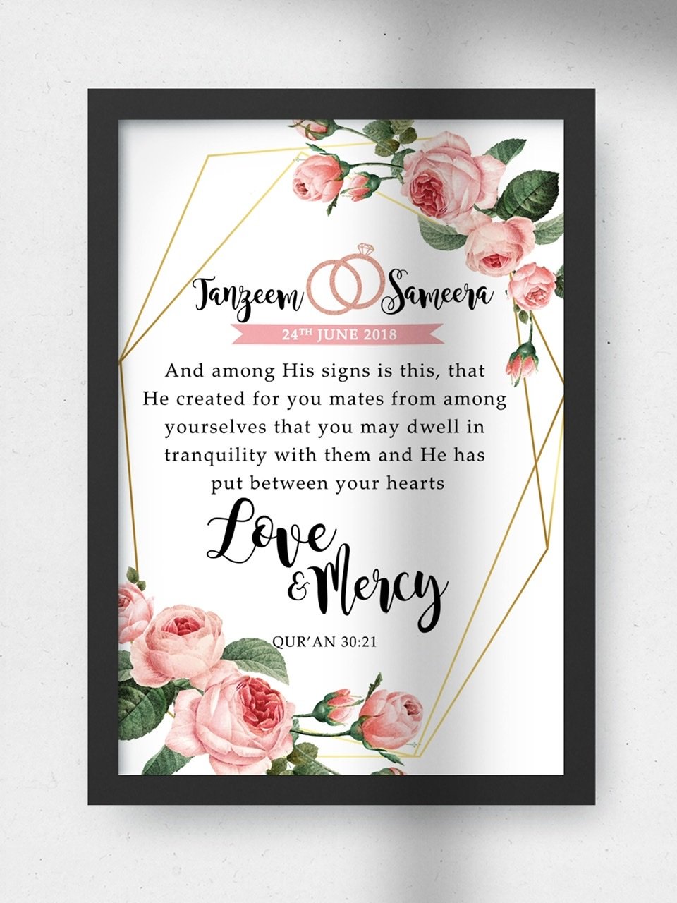 Couple’s Pink Peonies Print - Personalized - HIBA Gifting